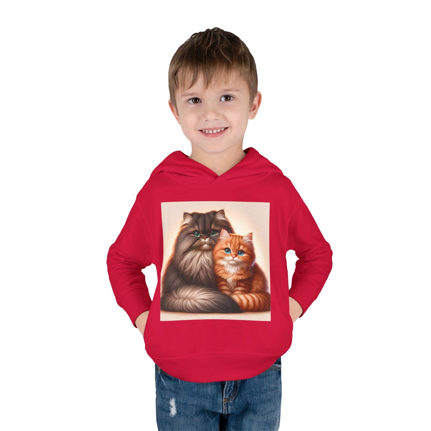 Cat Lover Toddler Hoodie, Cute Fleece Pullover, Adorable Kids Apparel for Cat Lovers, Birthday Gift for Toddlers, Cozy Cat Hoodie