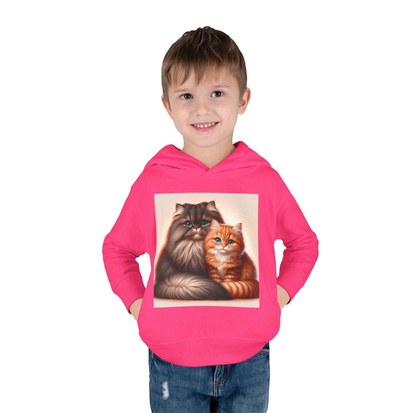 Cat Lover Toddler Hoodie, Cute Fleece Pullover, Adorable Kids Apparel for Cat Lovers, Birthday Gift for Toddlers, Cozy Cat Hoodie