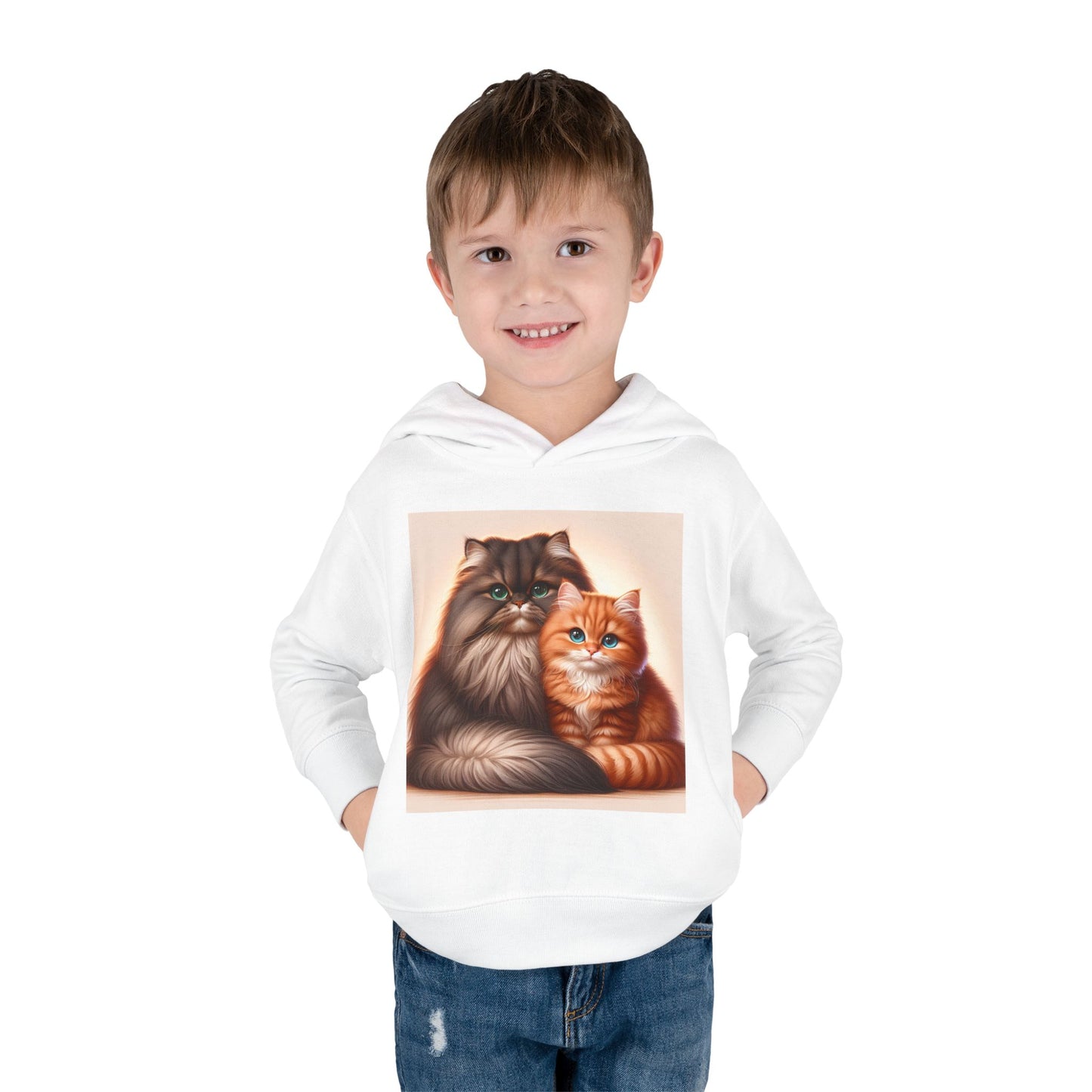 Cat Lover Toddler Hoodie, Cute Fleece Pullover, Adorable Kids Apparel for Cat Lovers, Birthday Gift for Toddlers, Cozy Cat Hoodie
