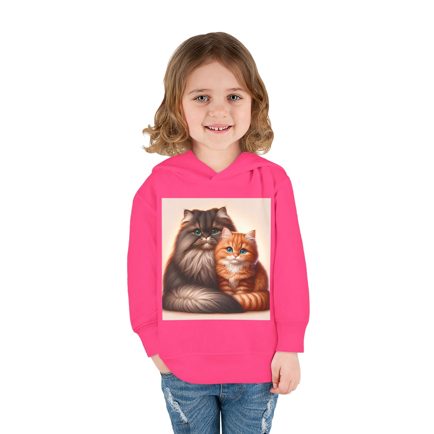 Cat Lover Toddler Hoodie, Cute Fleece Pullover, Adorable Kids Apparel for Cat Lovers, Birthday Gift for Toddlers, Cozy Cat Hoodie