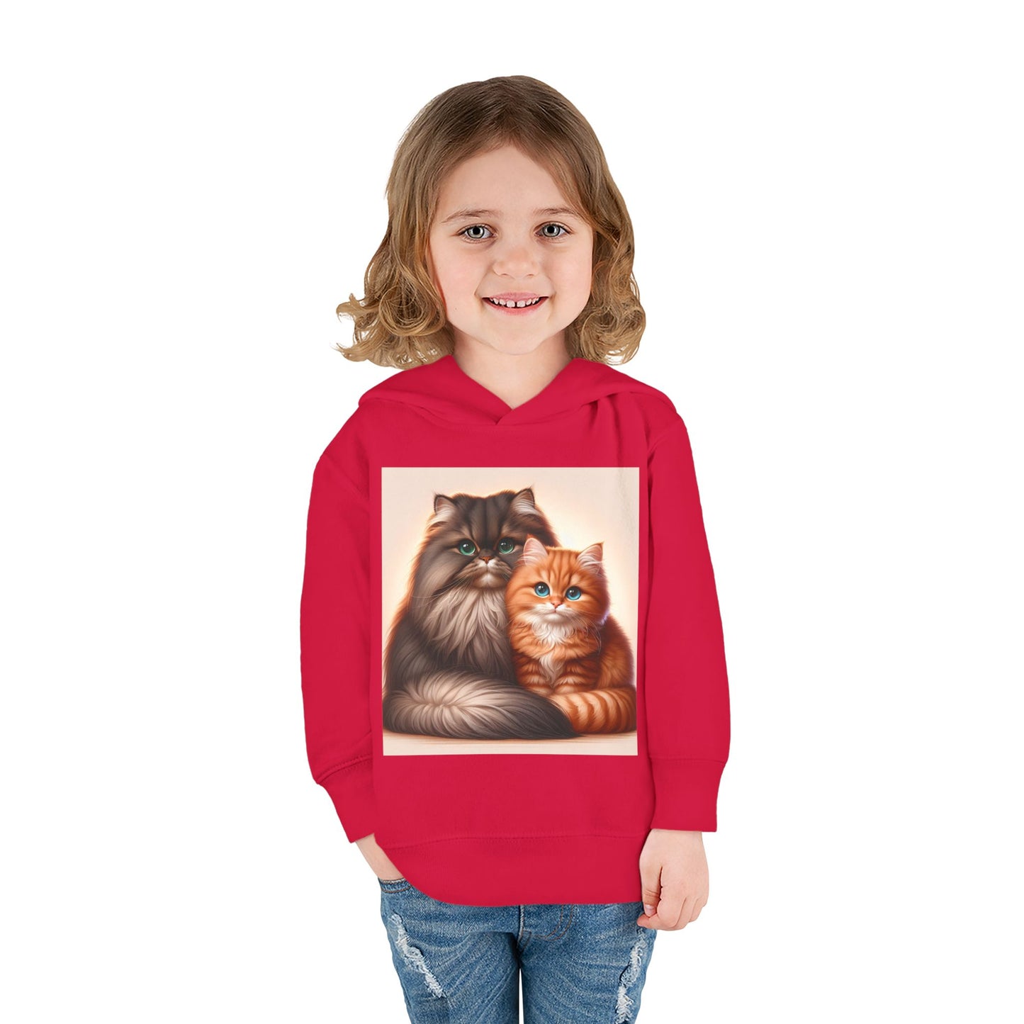 Cat Lover Toddler Hoodie, Cute Fleece Pullover, Adorable Kids Apparel for Cat Lovers, Birthday Gift for Toddlers, Cozy Cat Hoodie