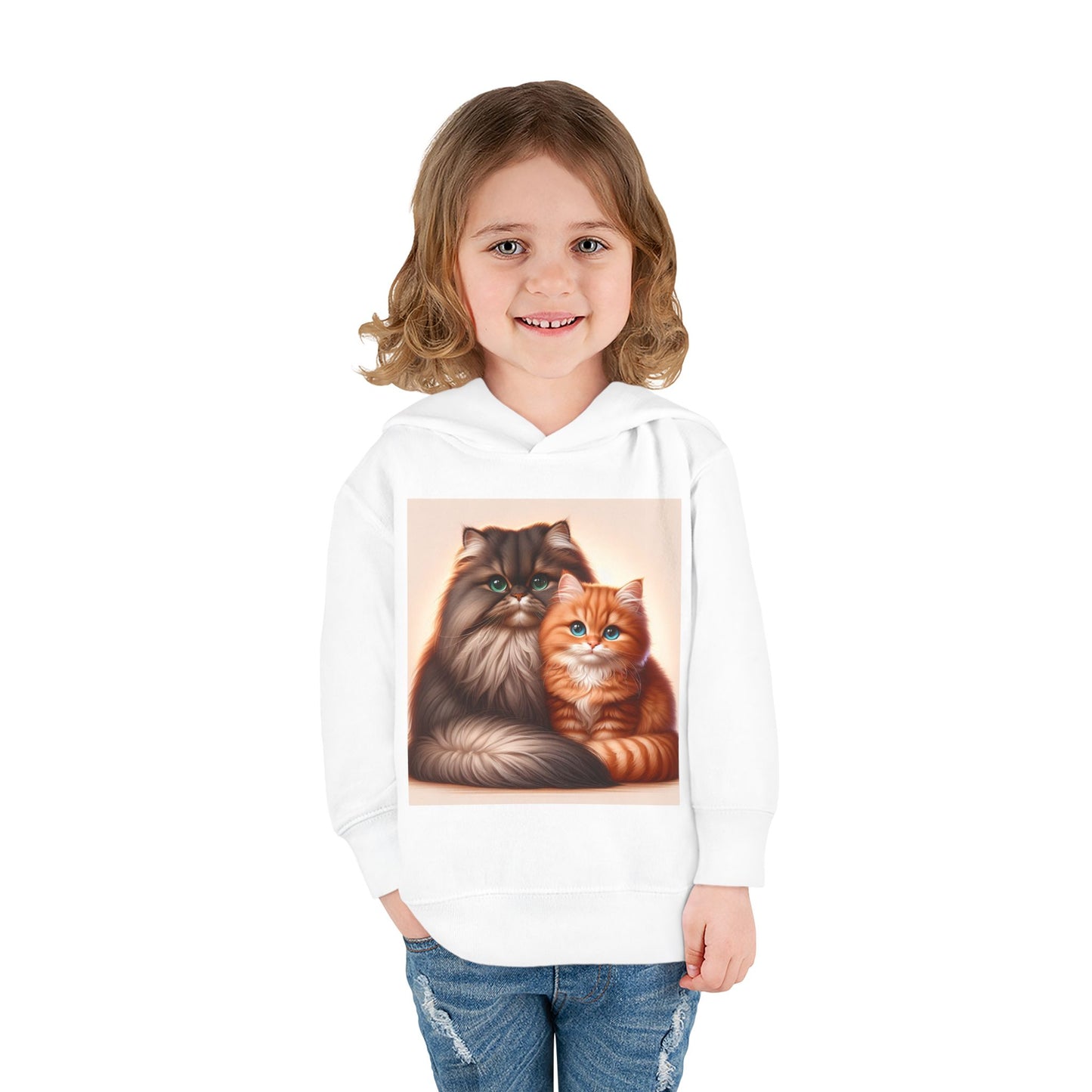 Cat Lover Toddler Hoodie, Cute Fleece Pullover, Adorable Kids Apparel for Cat Lovers, Birthday Gift for Toddlers, Cozy Cat Hoodie