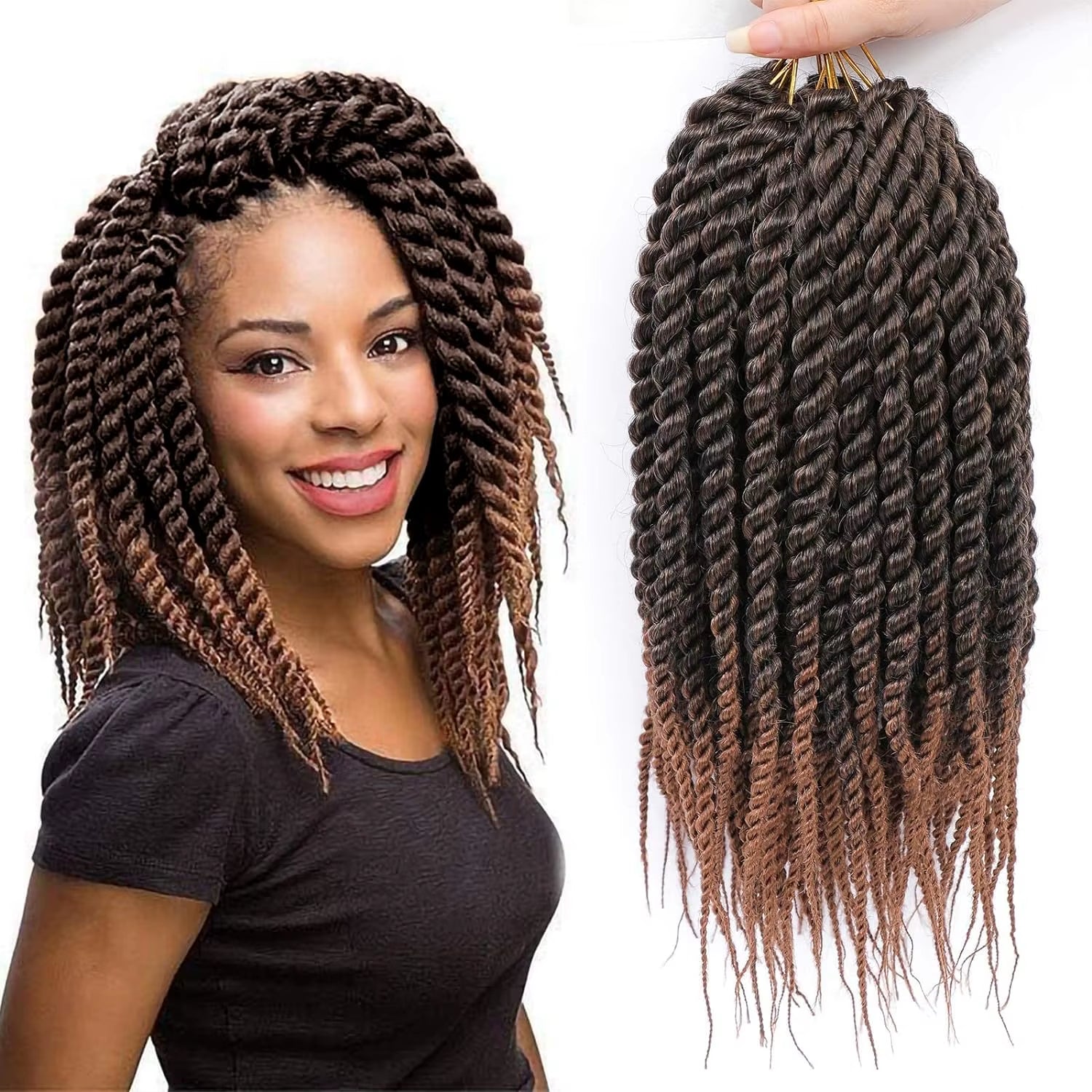 Synthetic Havana Twist Crochet Hair 12 Inch Crochet Braids Senegalese Twist Crochet Braiding Hair